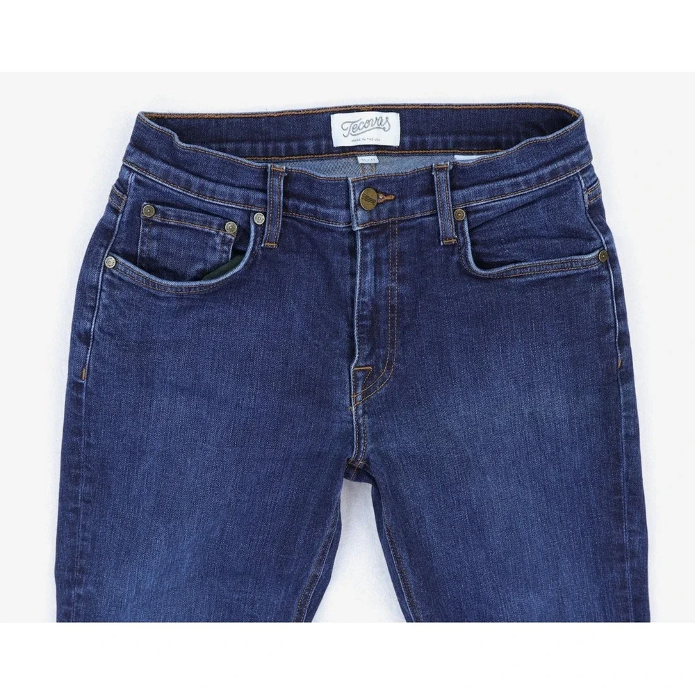 Tecovas Jeans Mens 29x31 Dark Blue Slim Tapered Stretch Denim 5 Pocket Made USA